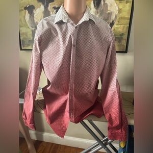 INC International Concepts Men's Red and White Gradient Shirt